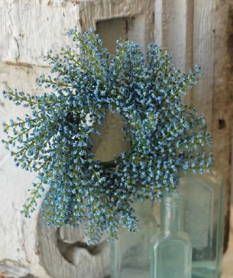 3.5" Opening Faux Sky Blue Astilbe Candle Ring