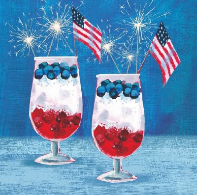 5" Square Patriotic Parfait Beverage Napkin