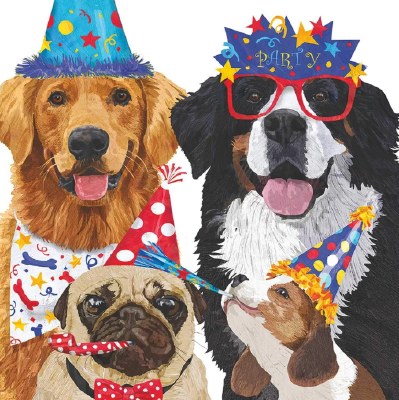 5" Square Party Pooches Beverage Napkin