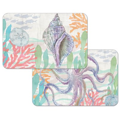 11" x 17" Multipastel Shell and Octopus Reversible Placemat