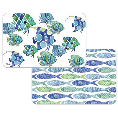 11" x 17" Blue and Green Fish Reversible Placemat