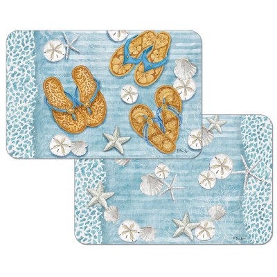 11" x 17" Blue and Beige Flip Flop Reversible Placemat