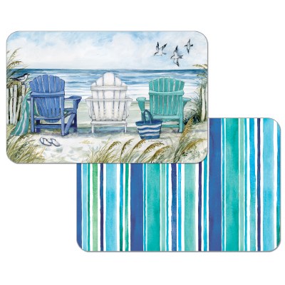 11" x 17" Aqua and Blue Chairs On Beach Reversible Placemat