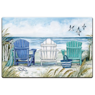 20" x 30" Aqua and Blue Chairs On Beach Cushion Mat