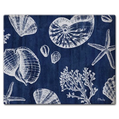 12" x 15" Navy and White Shells Cutting Board