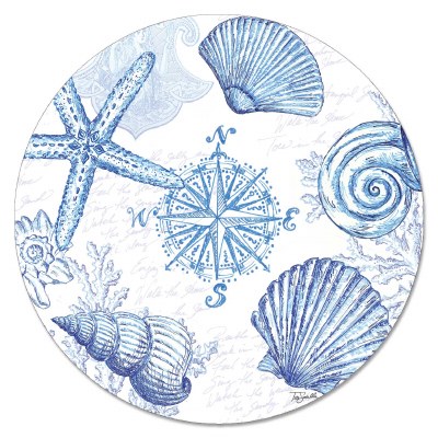 13" Round Blue and White Shell Lazy Susan