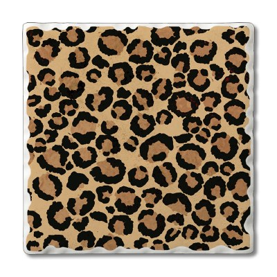 Set of 4 4" Tumbled Tile Leopard Spots Coasters