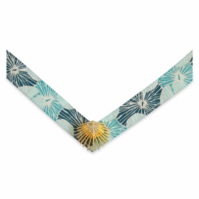 Medium Lindsay Phillips Georgia Blue and Gold Palmetto Palm Strap