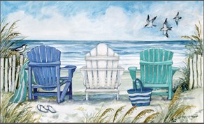 18" x 30" Blue Beach Chairs Doormat