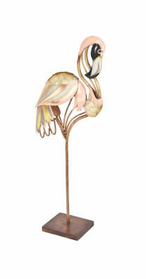Small Metal and Capiz Flamingo