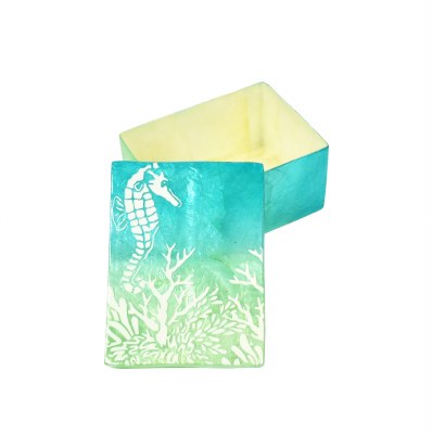3" x 4.5" Blue and Green Sealife Capiz Box