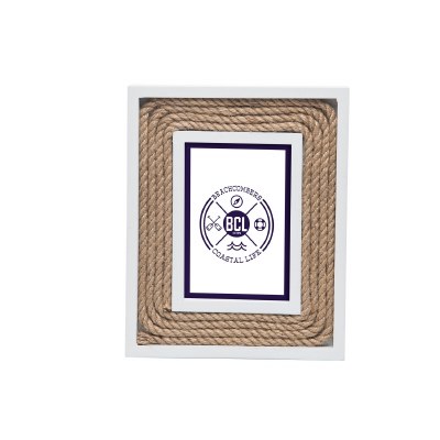 3" x 5" White With Rope Picture Frame