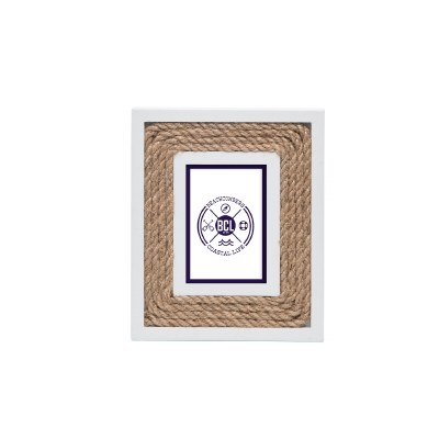 2.6" x 4" White With Rope Picture Frame