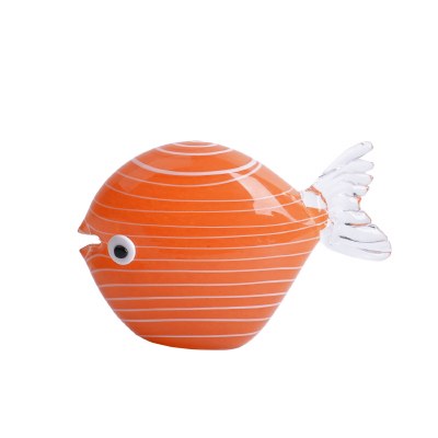 5" Orange and White Glass Fish