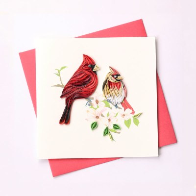 6" Square Quilling Cardinal Pair Card