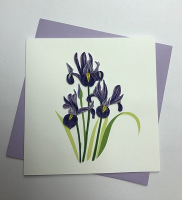 6" Square Quilling Purple Iris Card
