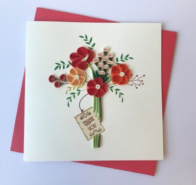 6" Square Quilling Thank You Flower Card
