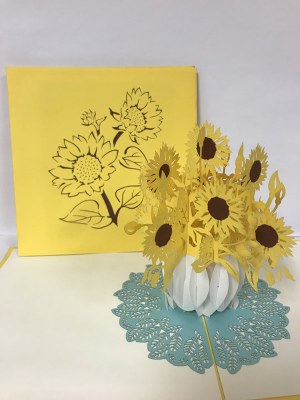 6" Square Pop Up Sunflower Card