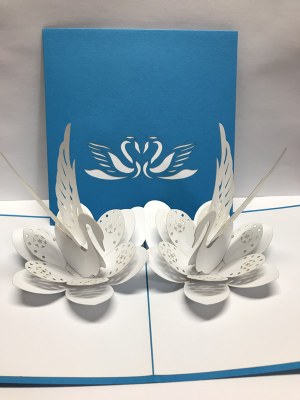 6" Square Pop Up Swan Pair Card
