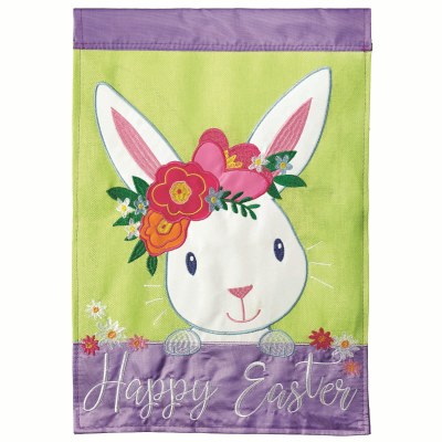 18" x 13" Mini Happy Easter White Bunny Garden Flag