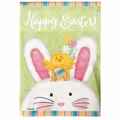 18" x 13" Mini Happy Easter Bunny and Chick Garden Flag