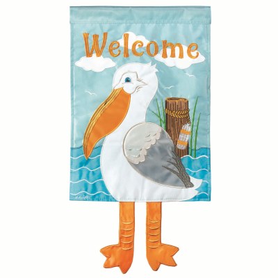 18" x 13" Mini Welcome Pelican With Dangle Legs Garden Flag