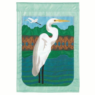18" x 13" Mini White Egret Garden Flag