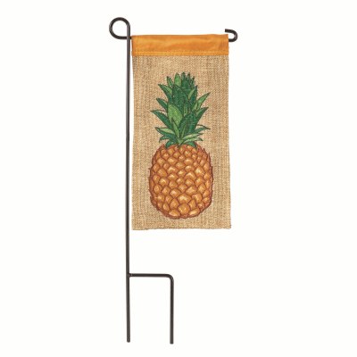 4" x 8" Pineapple Burlap Garden Flag With Pole
