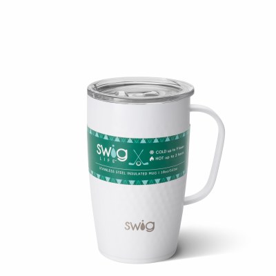 18 Oz White Golf Ball Swig Mug