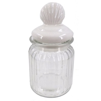 6" Glass Botle With Ceramic White Shell Top