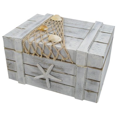 7" White Washed Box With Shells