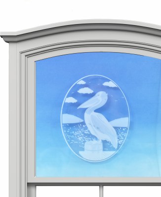 5" Oval Pelican White Window Cling