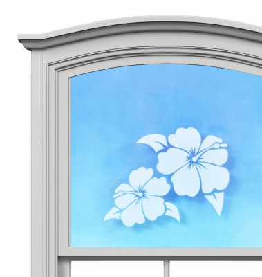 5" Oval Hibiscus White Window Cling