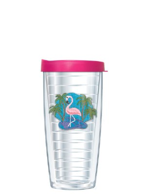 16 Oz Flamingo Tall Tumbler With Pink Lid