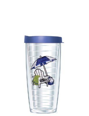 16 Oz Blue Chair Tall Tumbler With Blue Lid