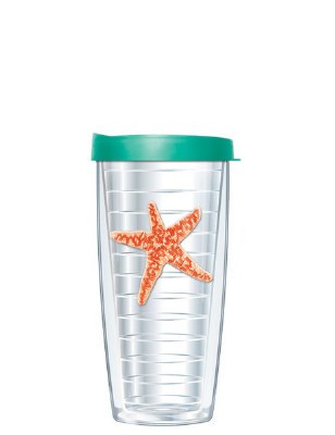 16 Oz Starfish Tall Tumbler With Teal Lid