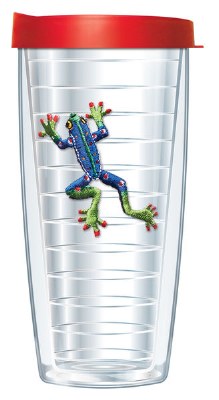 16 Oz Turquoise Frog Tall Tumbler With Red Lid