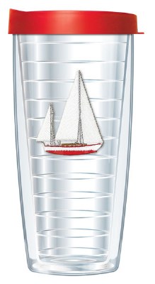 16 Oz Sailboat Tall Tumbler With Red Lid