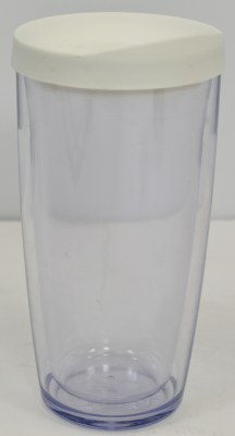 16 Oz Tall Clear Tumbler With a White Lid