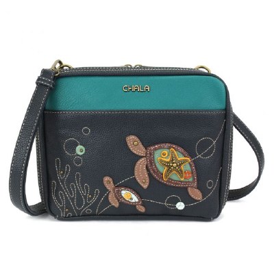 8" Chala Navy 2 Turtle Organizer Crossbody Bag