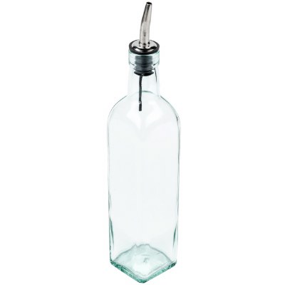 10" 17 Oz Clear Bottle With Stainless Steel Pourer