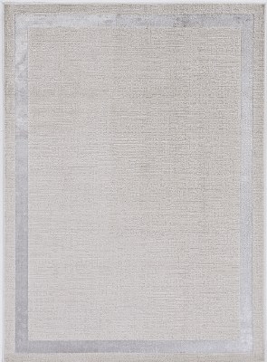 3.3' x 4.11' Ivory and Silver Border Luna Rug