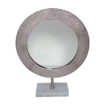 21" Silver Round Mirror On Stand