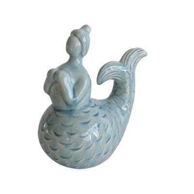 8" Blue Ceramic Mermaid