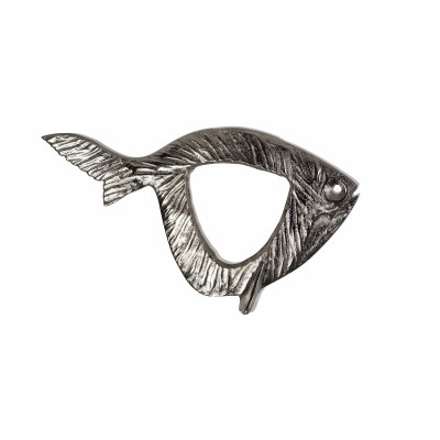 17" Silver Fish With Open Center Coastal Metal Wall Art Plaque