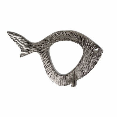 20" Silver Fish With Open Center Coastal Metal Wall Art Plaque