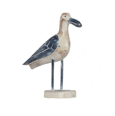 12" Blue and White Wooden Seagull