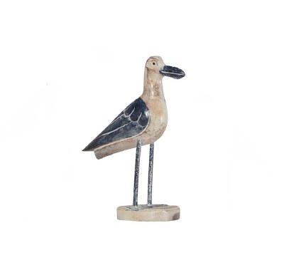 9" Blue and White Wooden Seagulll