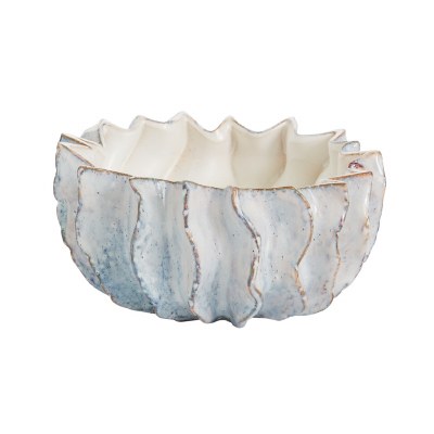 9" Blue and White Ceramic Flange Bowl