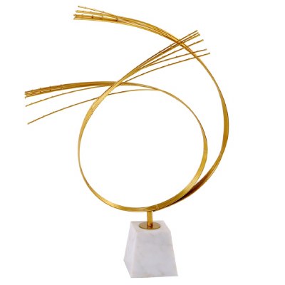 26" Gold Arcs With White Marble Base Statue